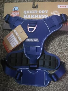 Arcadia Quick-Dry Reflective Dog Harness in Navy Blue MEDIUM NWT